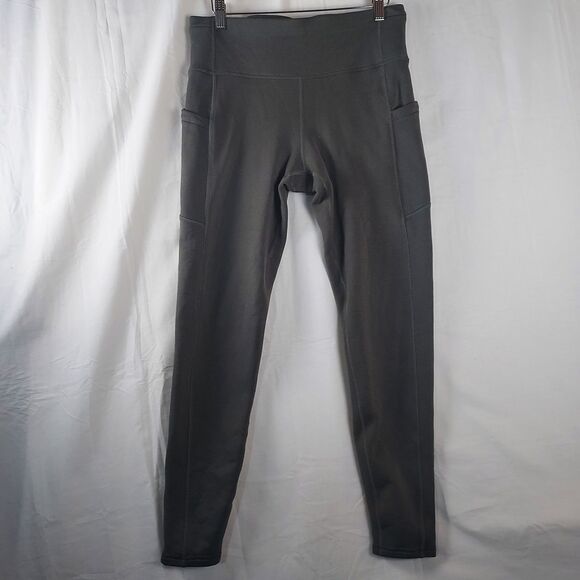 Athleta M Altitude Stash Tight Polartec PowerStretch Leggings Olive Performance - Picture 1 of 12